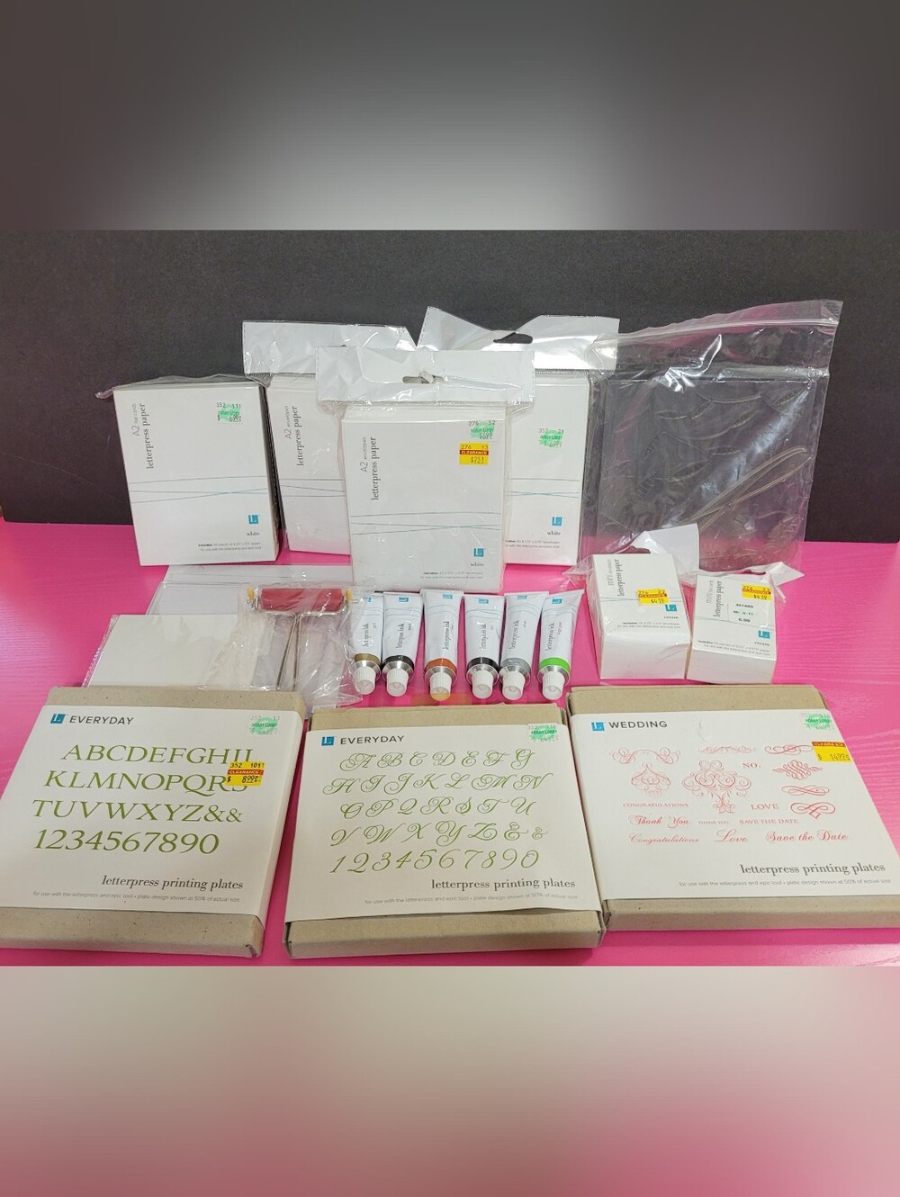 Letterpress Assorted Bundle Of Items Including Printing Plates Ink Tubes  (1240)